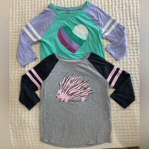 Lot of 2 girls Cat & Jack 3/4 sleeve T-shirts. Both size Large (10/12).